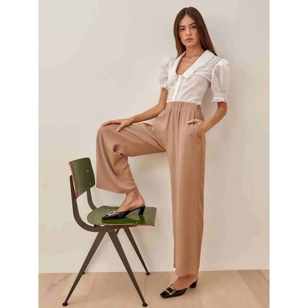 Reformation Eveline Pant Buff High Waist Relaxed Pants Size M NWT